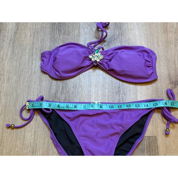Y2K Purple Xhilaration Bikini Set With Jewel Accent & Tie Closures L/XL - Picture 4 of 5